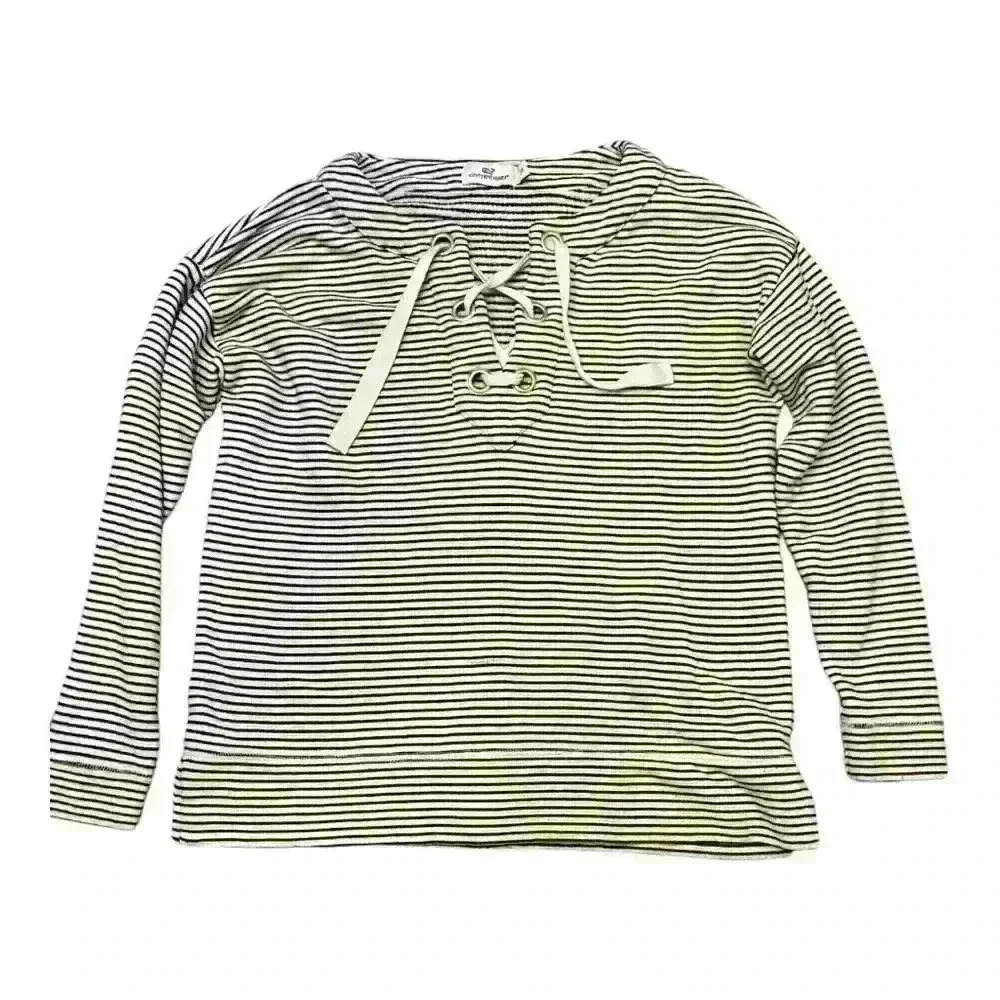 Vineyard Vines Lace Up Pullover with Gold Detail, XS